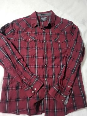 Cody James Xl Pearl Snap Western Maroon Plaid